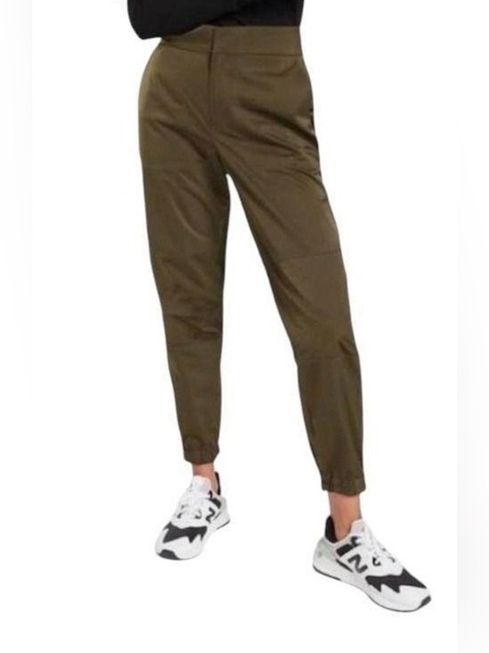 Athleta Pants - Athleta Radiant Jogger pants featuring ankle zippers shiny sateen finish size 14
